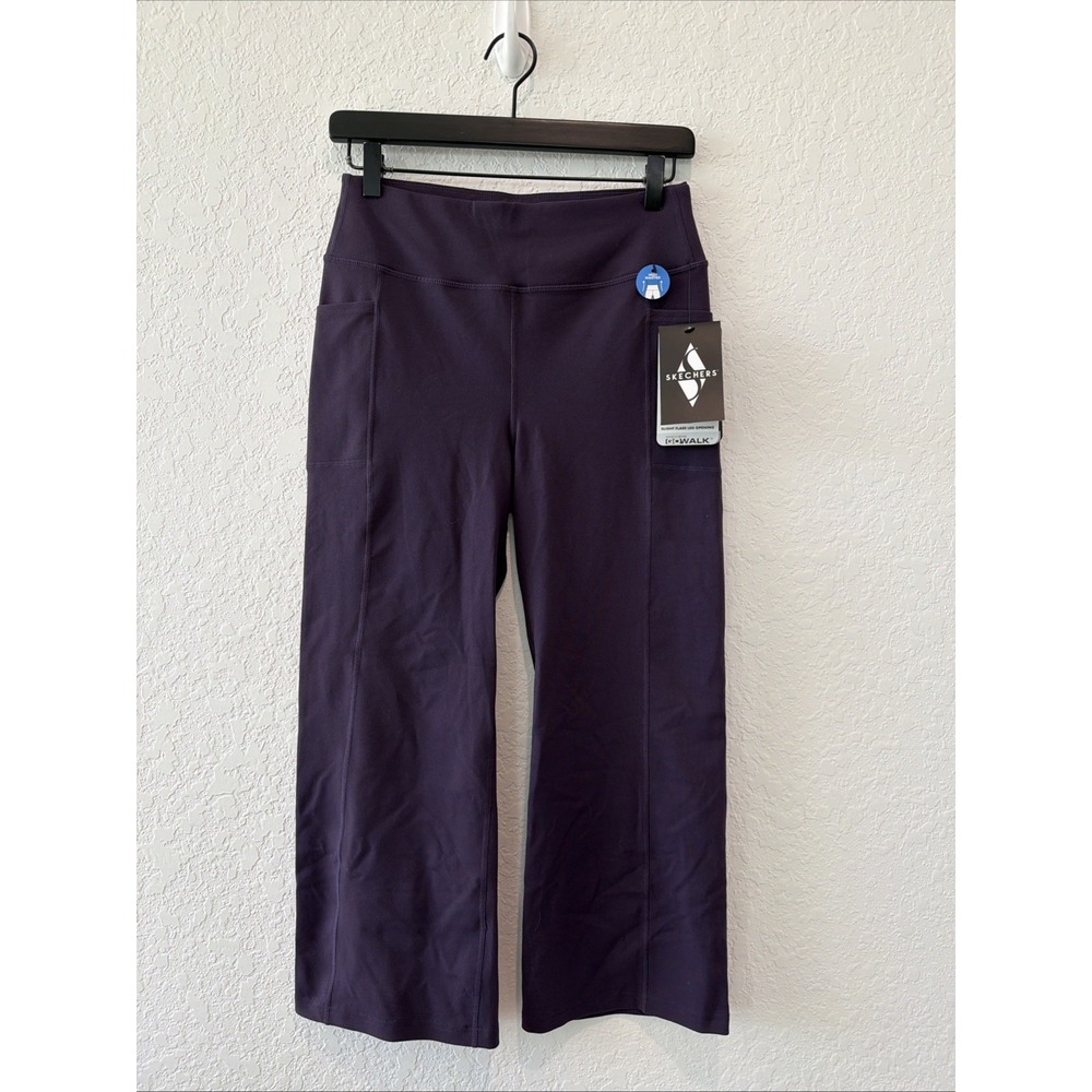 Skechers NWT Purple Go Walk High Waist Crop Flare Go Flex Size Medium Pockets